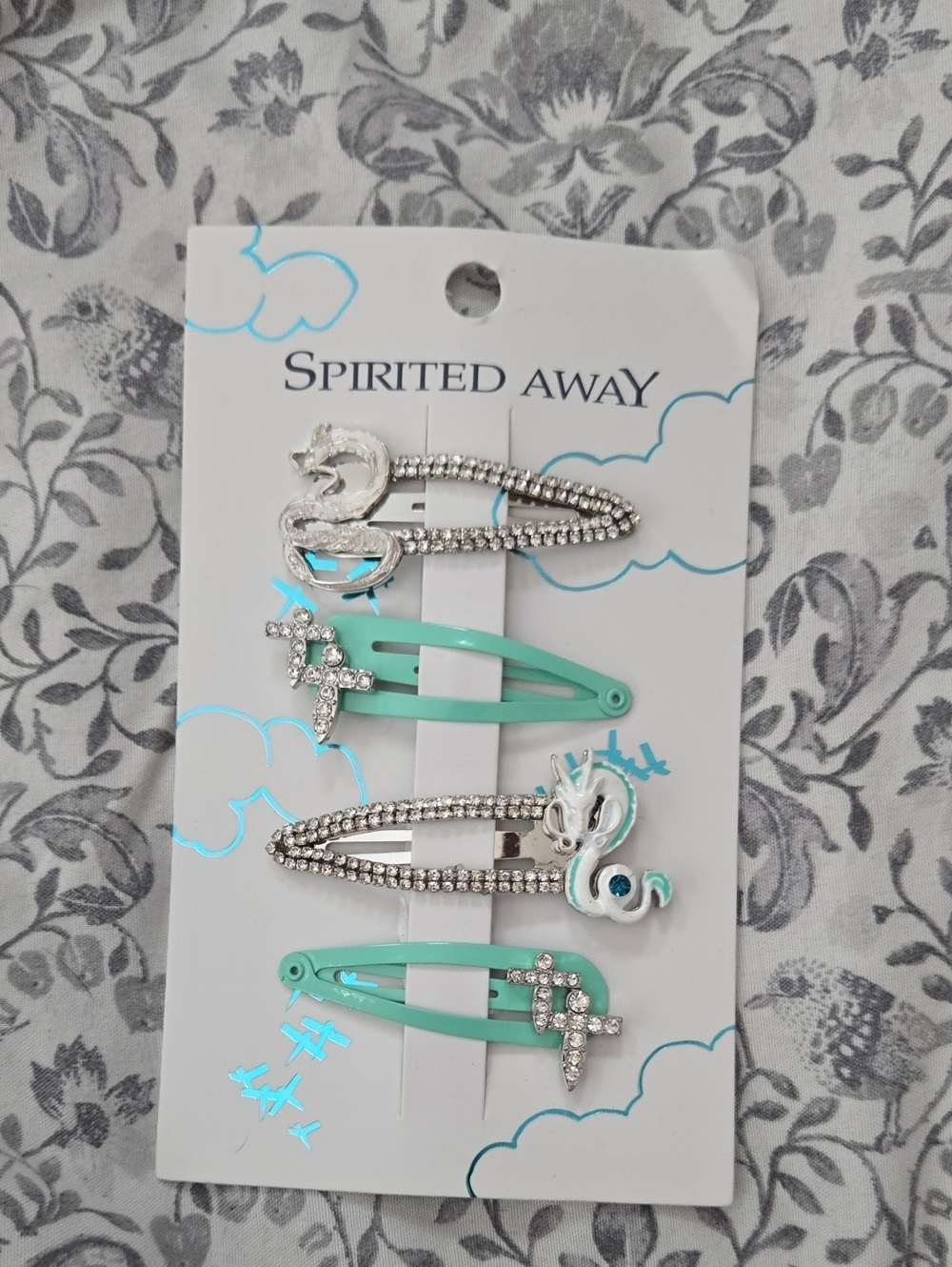 Mint and Silver Spirited Away Hair Clip Set